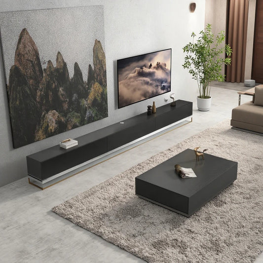 Black Modern Tv Stand and Coffee Table Set